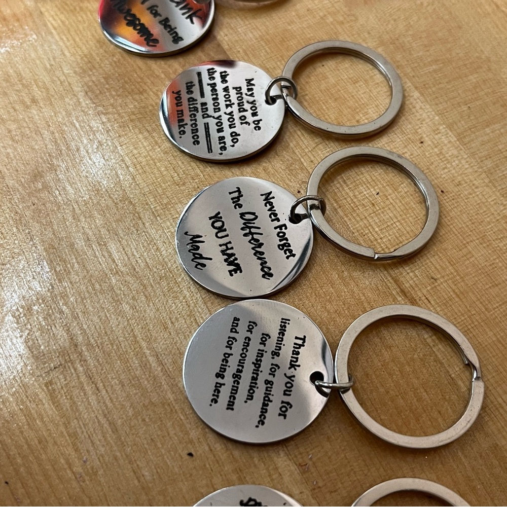 Metal Keychain Bag Charm lot of 5 Appreciation Gift Thank You - Picture 3 of 11